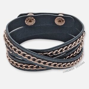 Rose Gold Tone, Genuine Leather 22” Wrap Bracelet Premier Designs On The Edge